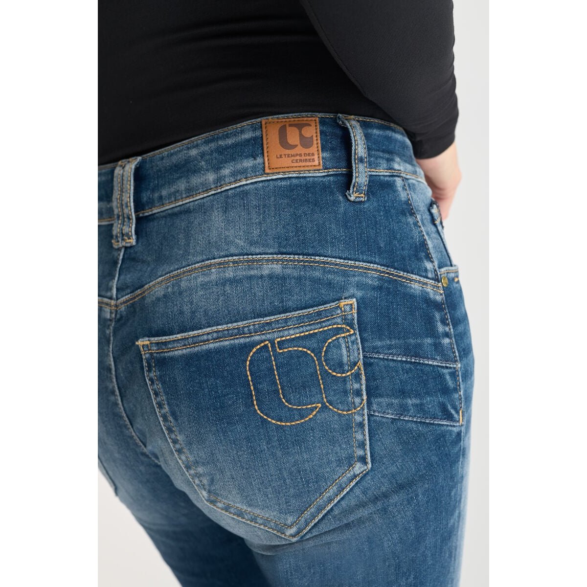 Jeans push-up droite taille haute PULP, longueur 34 blue, LE TEMPS DES CERISES