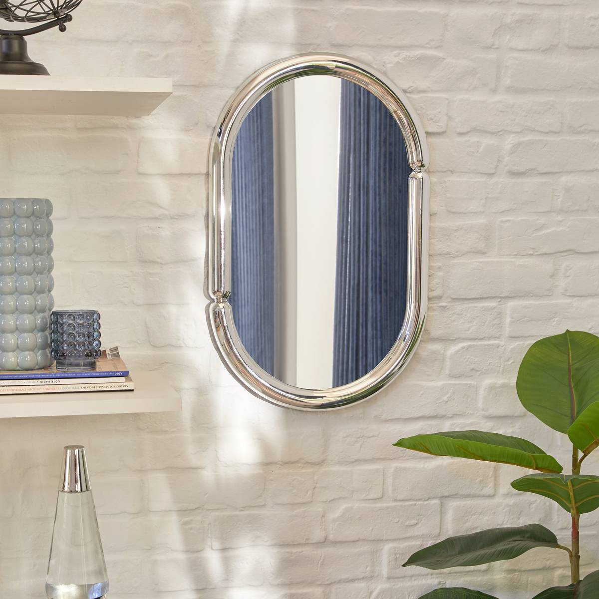 Miroir ovale chromé MICAELA argent, ATMOSPHERA