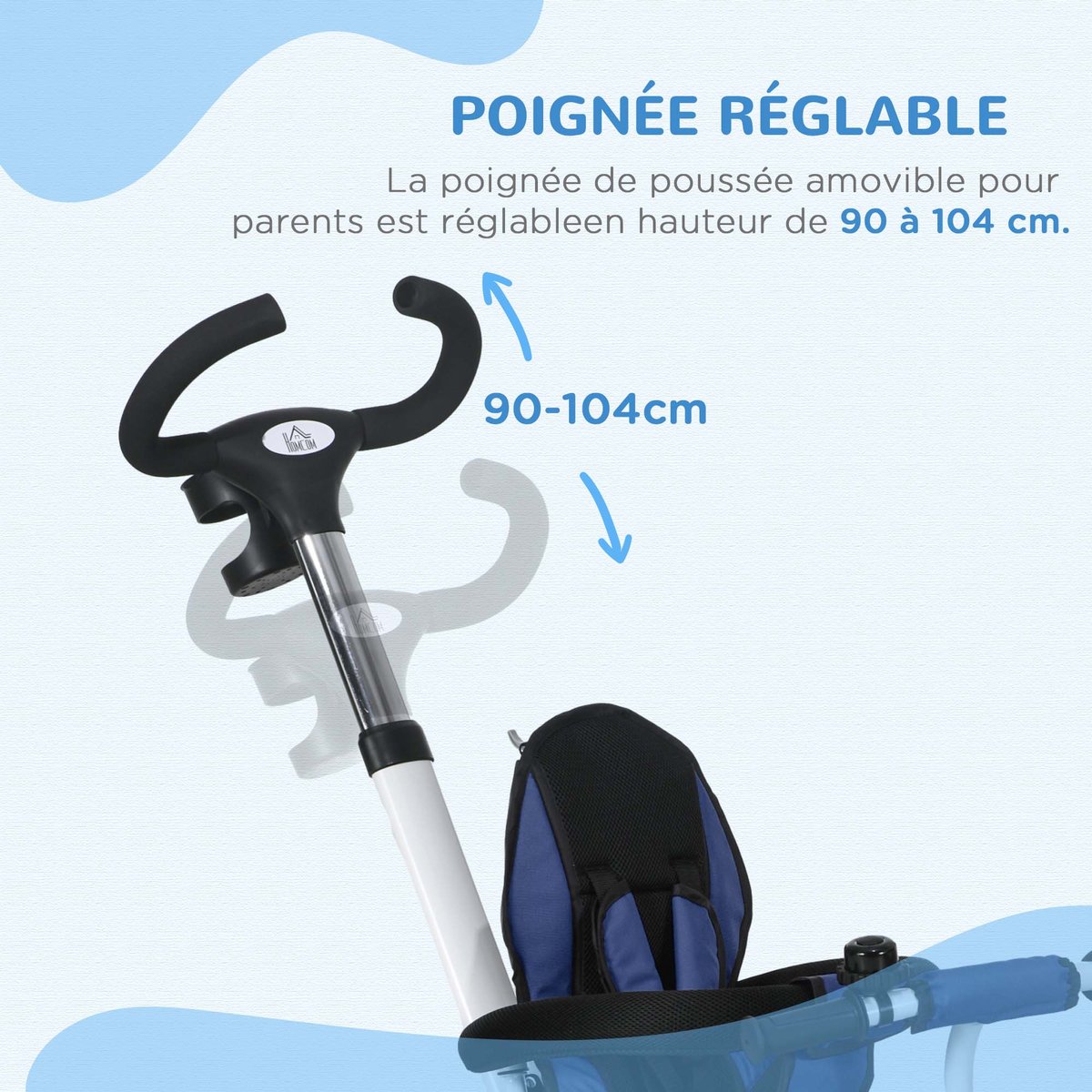 Tricycle pour enfants PP Rose bleu, HOMCOM