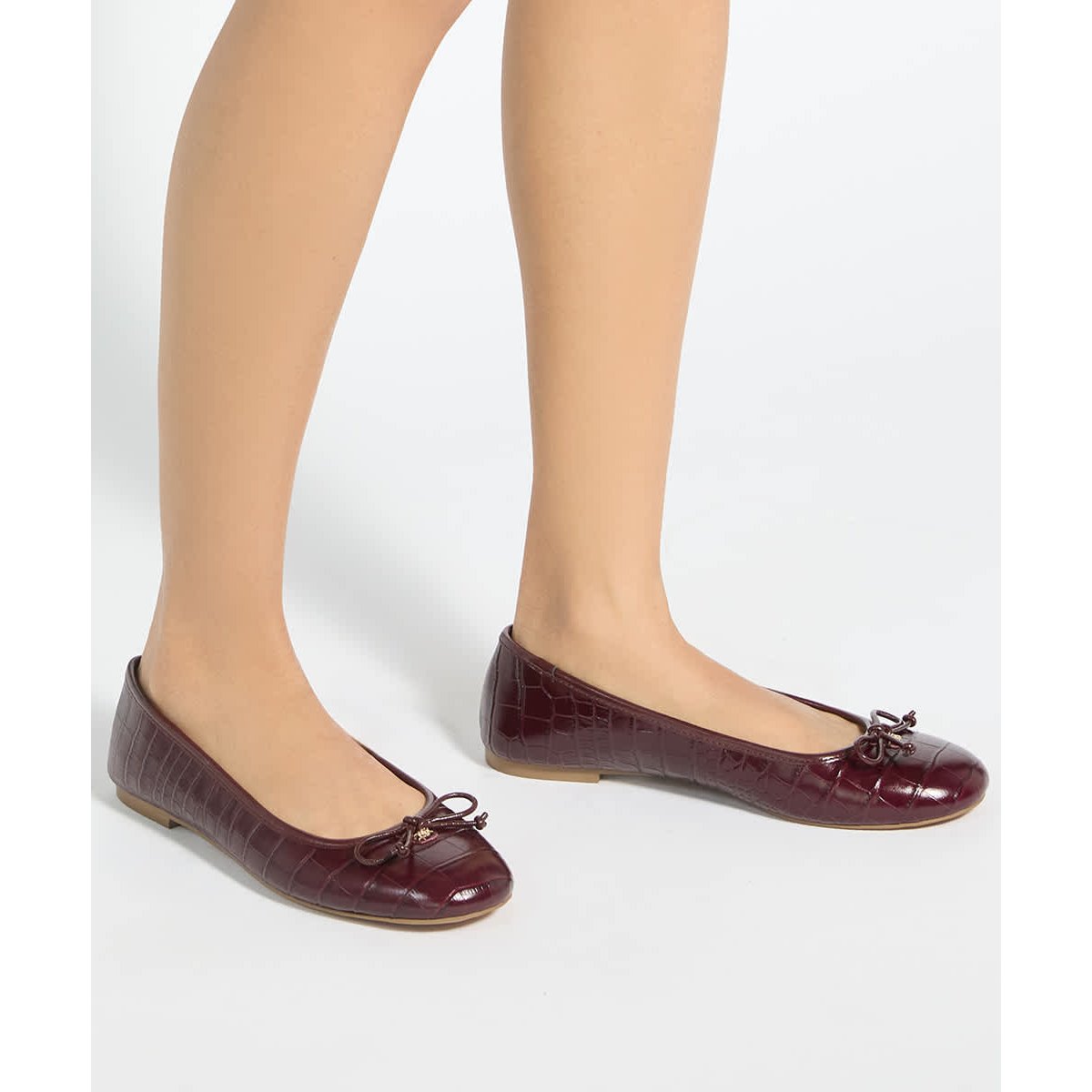 Ballerines à n-ud - Wide Fit HELENNE burgundy-croc leather, DUNE LONDON