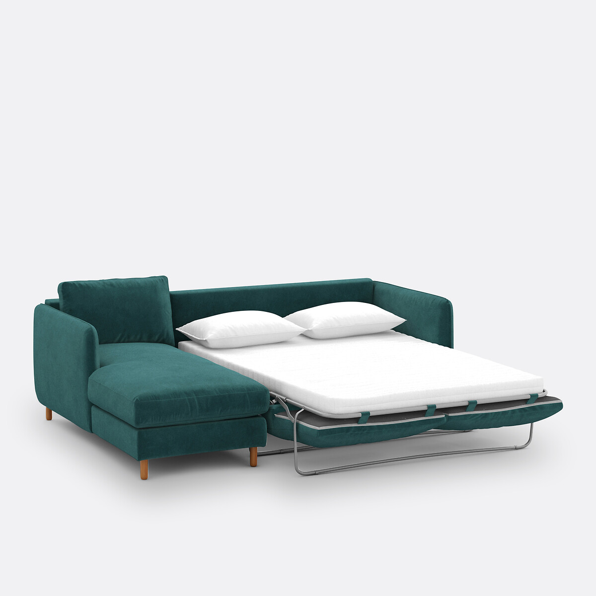 Canapé d'angle gauche, convertible, 4 places, en velours, LOMÉO emeraude, LA REDOUTE INTERIEURS