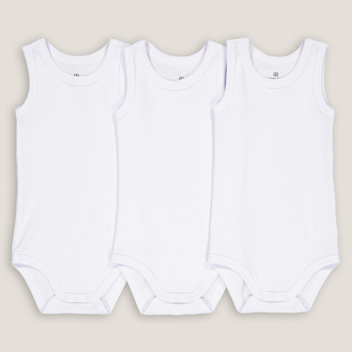 Lote de 3 bodies brancos sem mangas branco + branco + branco, LA REDOUTE COLLECTIONS