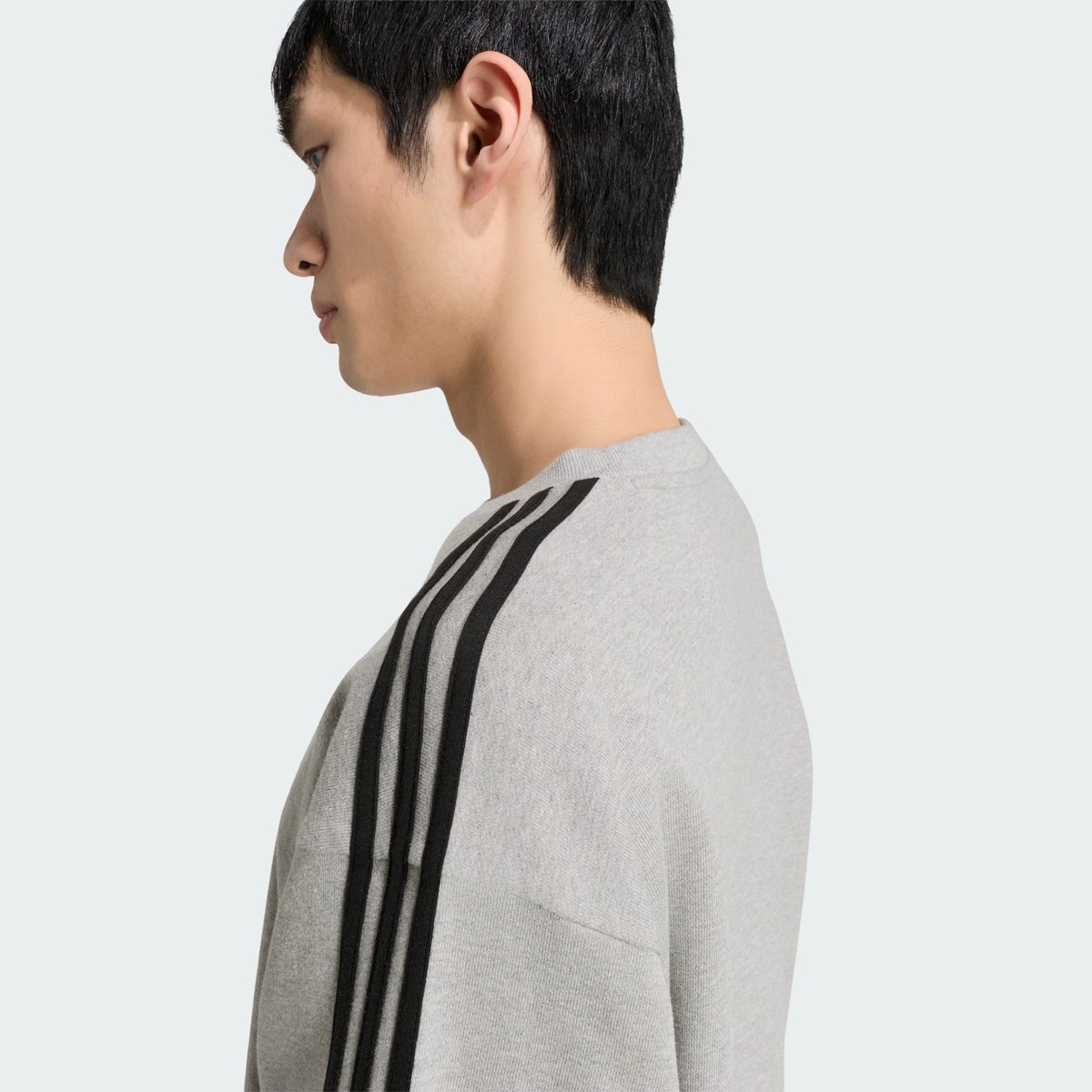 Sweat-Shirt French Terry Essentials 3-Stripes Sweat-Shirt French Terry Essentials 3-Stripes medium grey heather / white, ADIDAS SPORTSWEAR