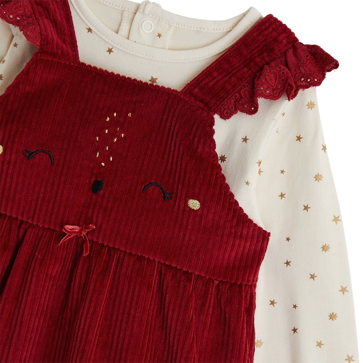 Ensemble bébé robe en velours côtelé et t-shirt Grace bordeaux, PETIT BEGUIN