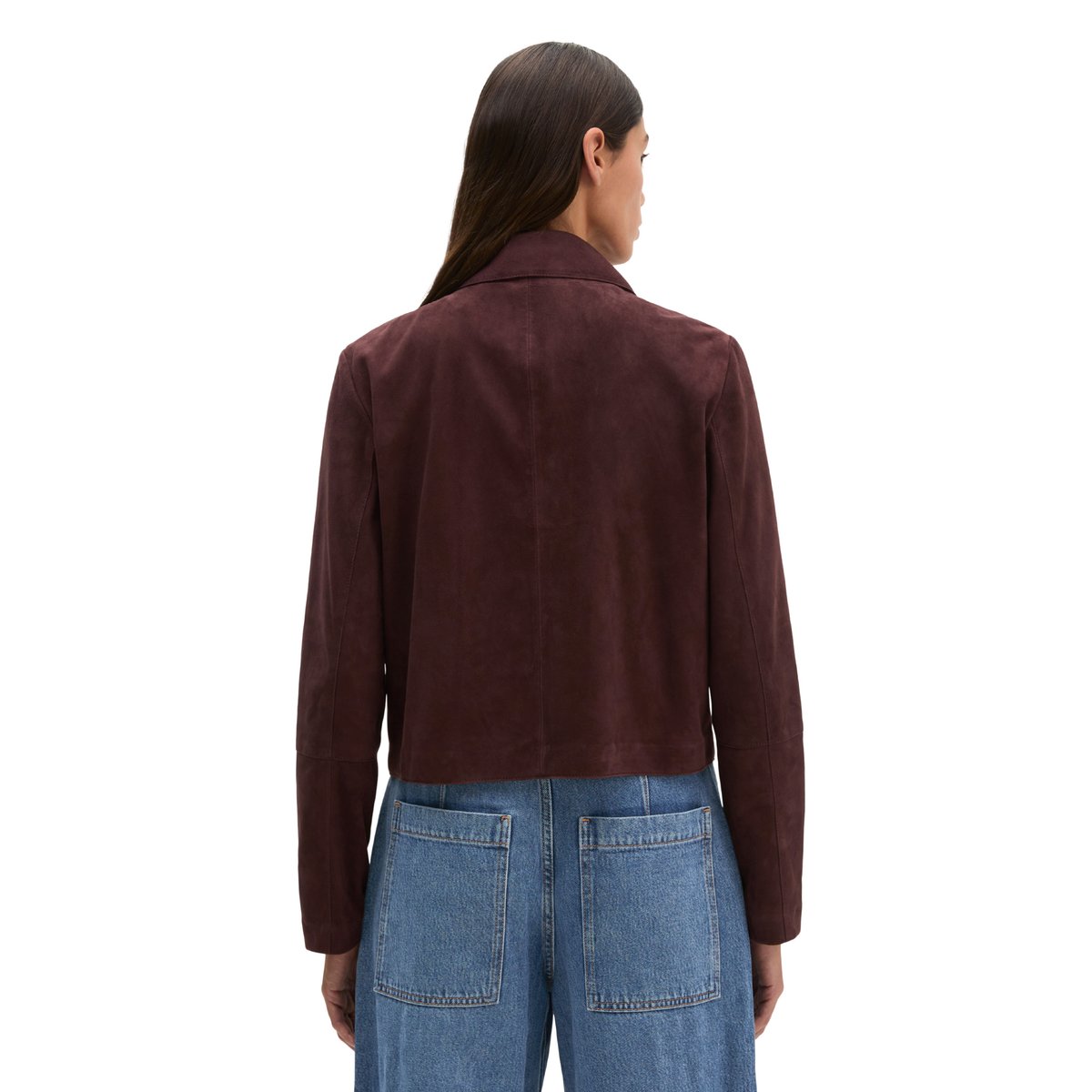 Veste en cuir velours fitted en cuir de chèvre souple rouge, MARC O'POLO