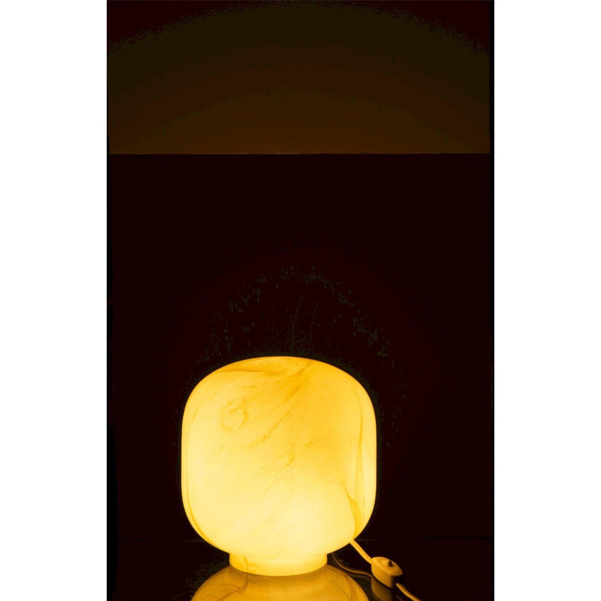 Lampe de table boule en verre jaune, RECOLLECTION