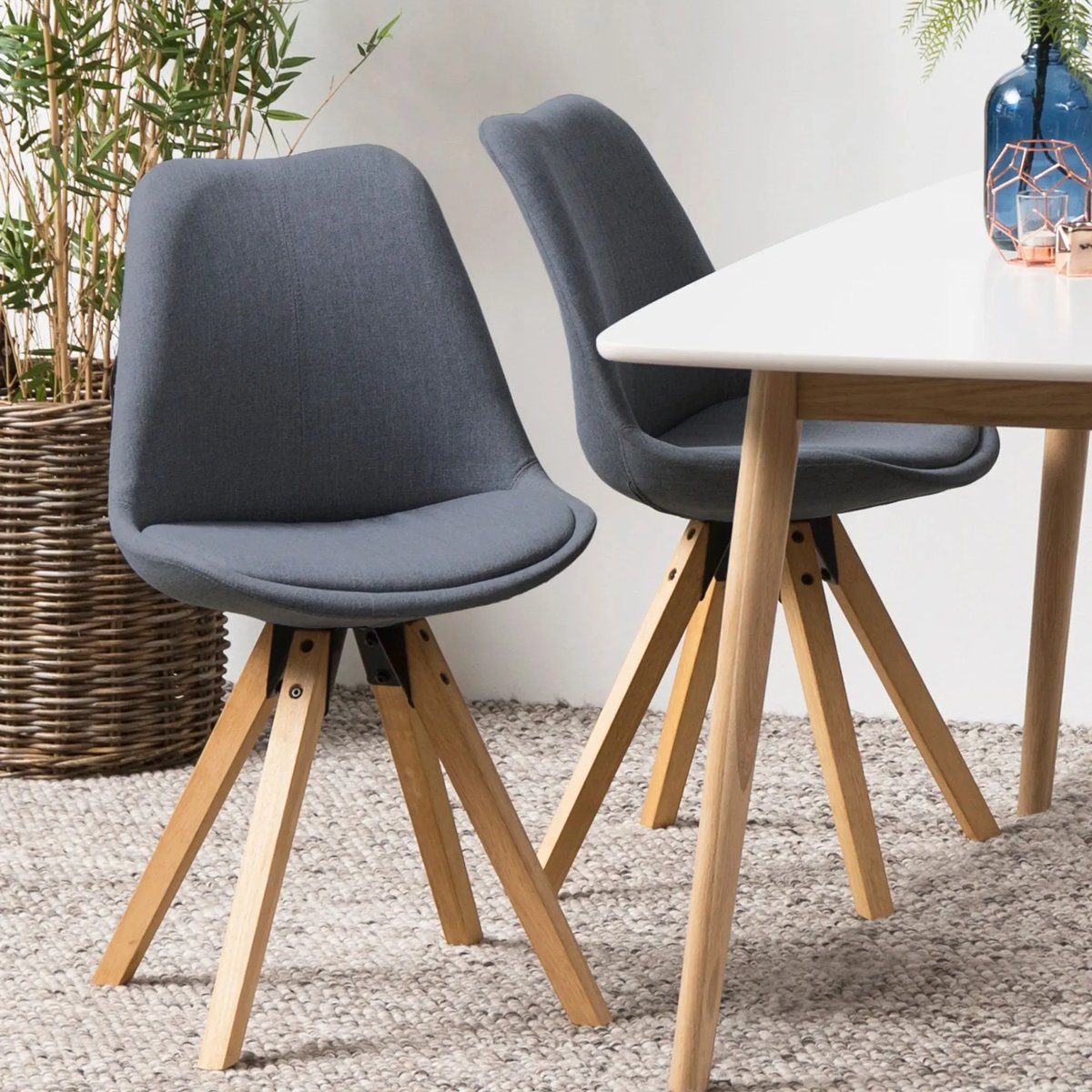 Chaises modernes bois et tissu gris (lot de 2) - EARL anthracite, HELLIN, DEPUIS 1862