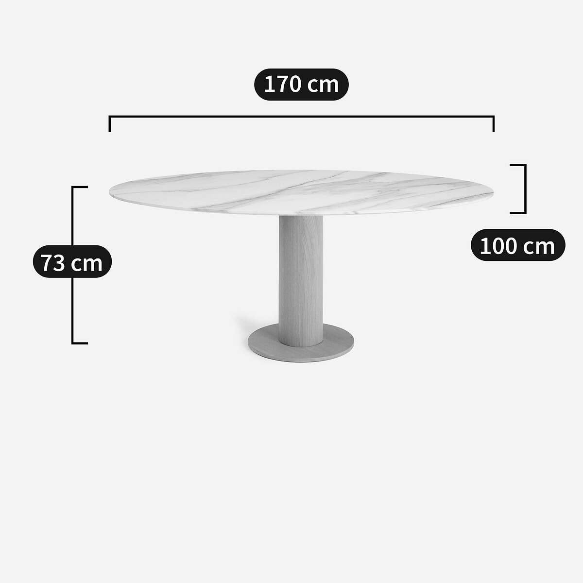 Tischplatte Ellipse Keramik L170 cm, Elipso keramik weiss, AM.PM