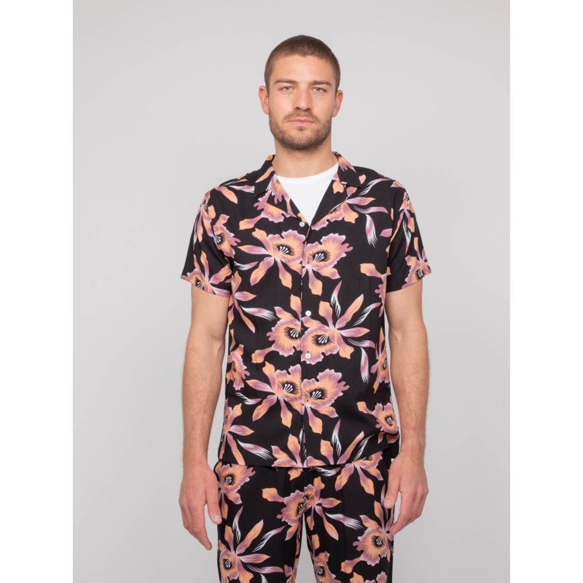 Chemise Fluide Manches Courtes Motifs Daliwai noir, RITCHIE