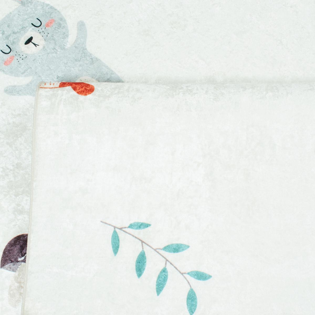 Tapis enfant tissé motif animaux FORET crème, UN AMOUR DE TAPIS