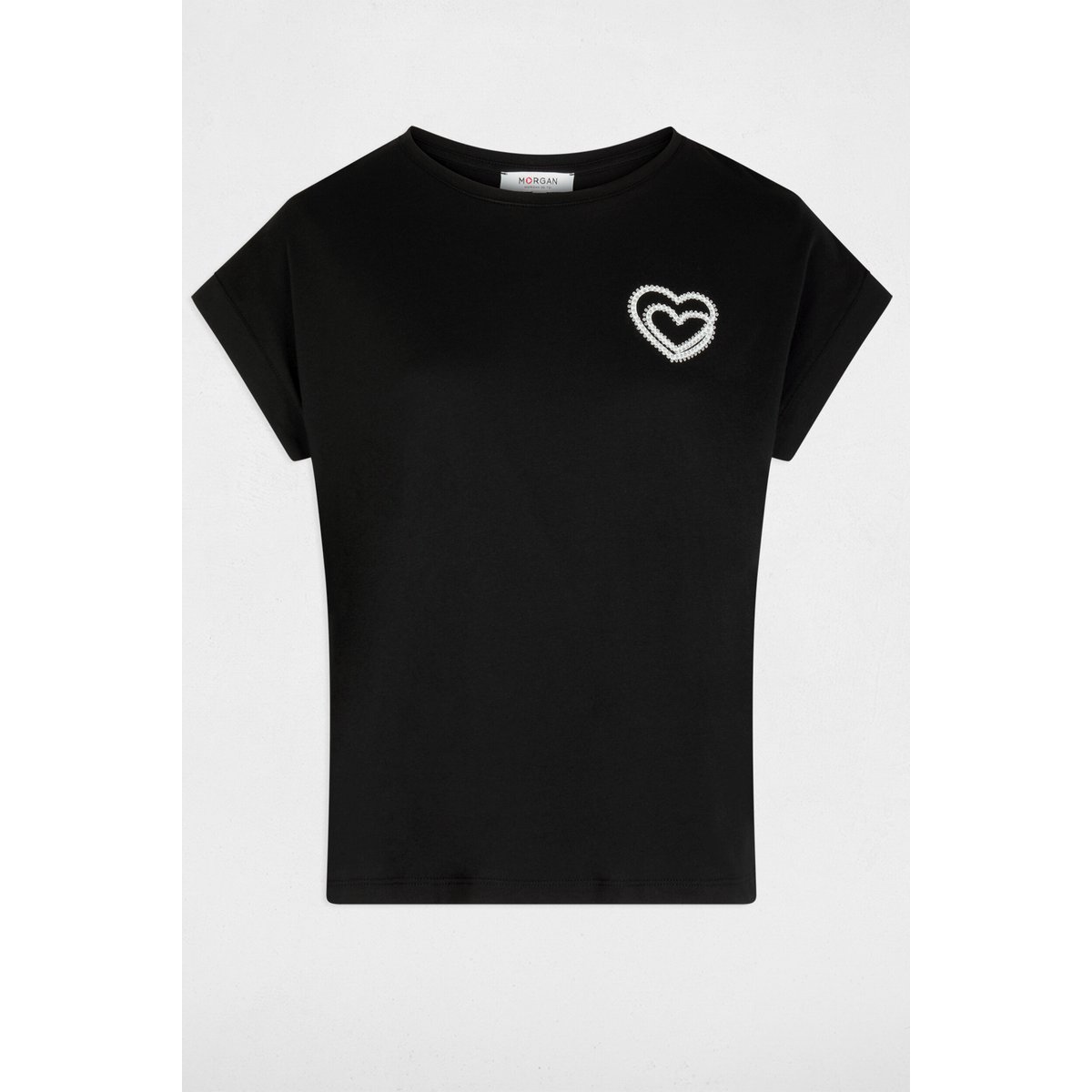 T-shirt manches courtes noir, MORGAN