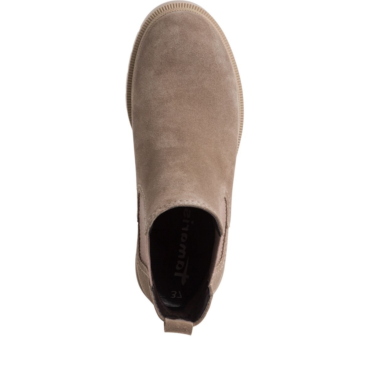 Boots chunky en cuir marron taupe suède, TAMARIS