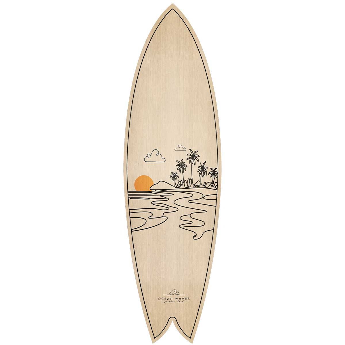 Planche de surf deco line art tropical tableau alu dibond, HEXOA