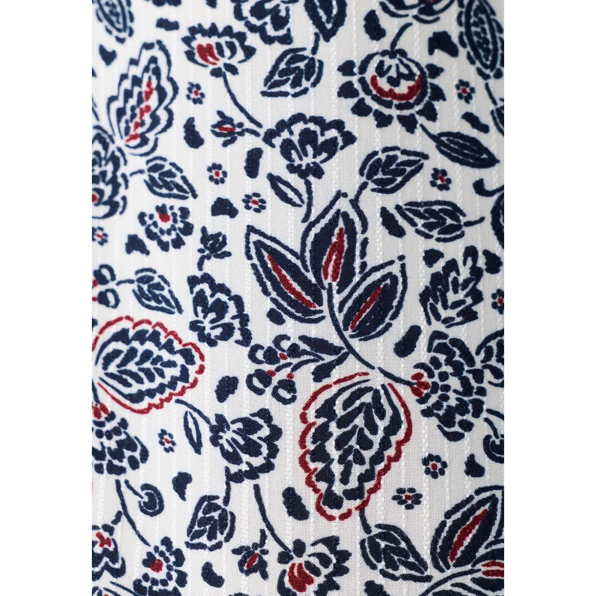Chemisier pure viscose col volanté blanc ecru fleuri, DAMART