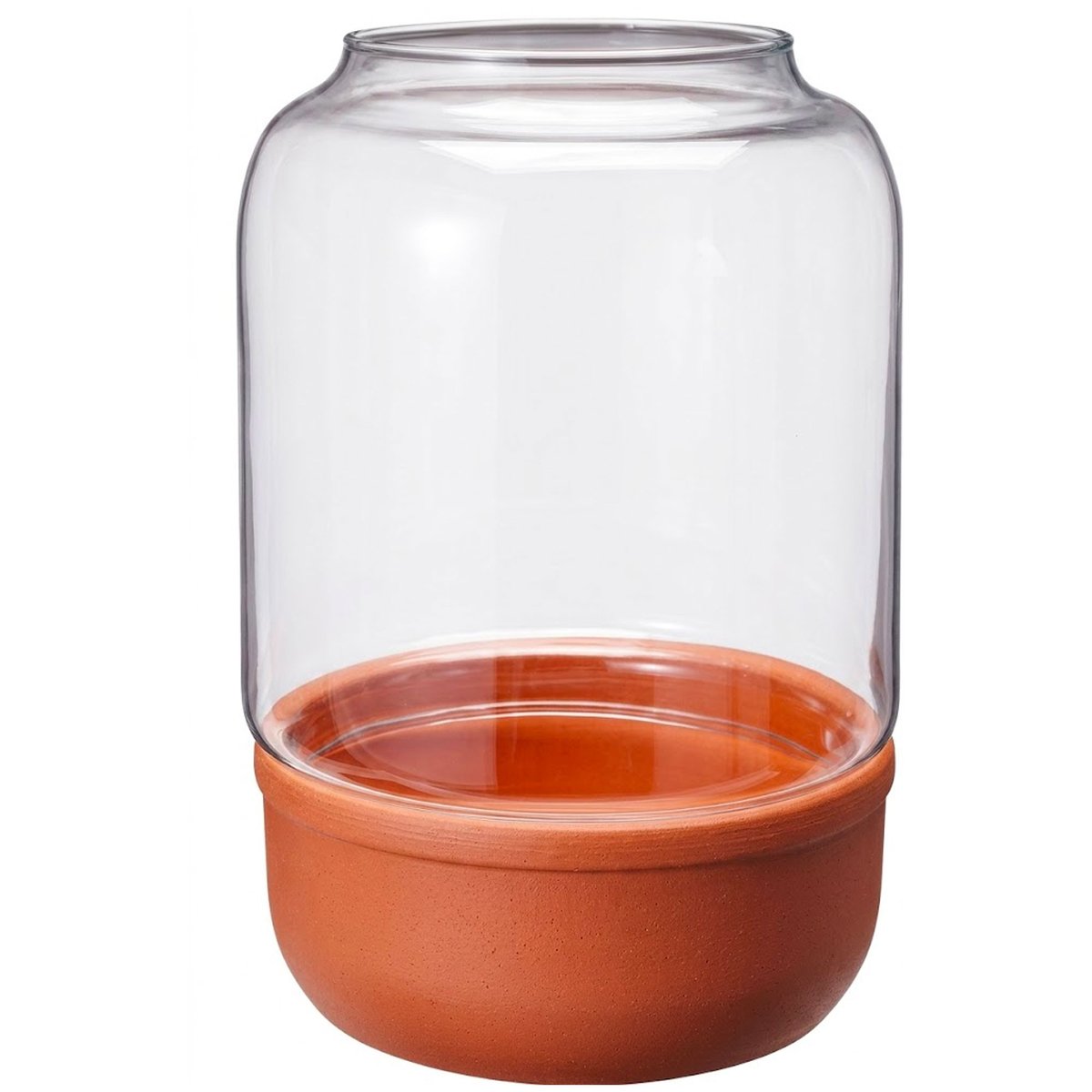 Terrarium terre cuite et verre recyclé 20x20x30cm transparent, WADIGA