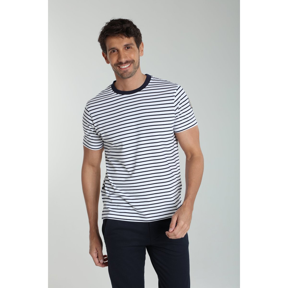 T-shirt manches courtes coton STRIPES blanc, GENTLEMAN FARMER