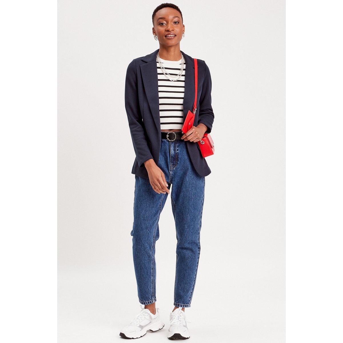 Veste blazer cintrée bleu marine, CACHE CACHE