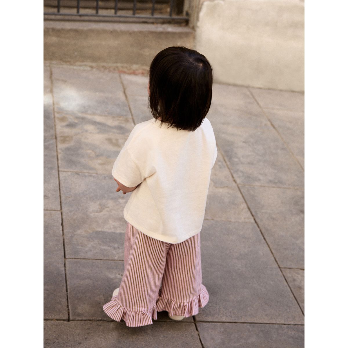 Ensemble t-shirt et pantalon large volanté lapin blanc écru, NEXT