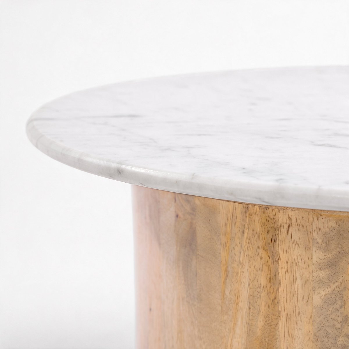Table basse en marbre et bois de manguier - LÉANA blanc, MAISON PAVANE