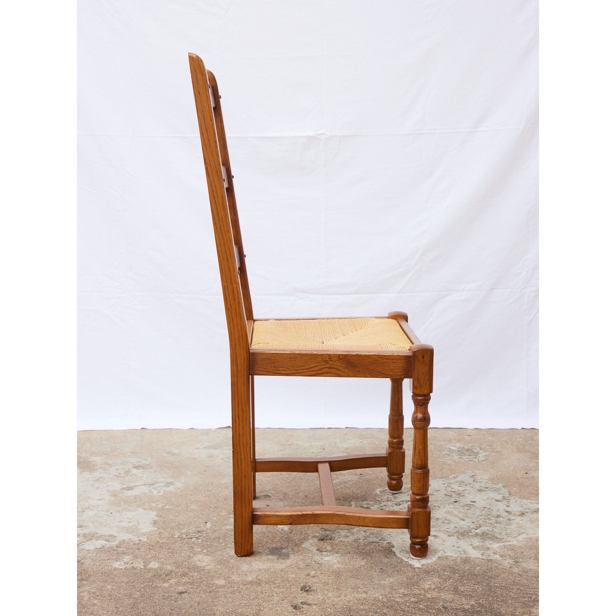 Lot de 6 chaises en chêne et paille Claude N°1422 - Bon état bois clair, DEBONGOUT