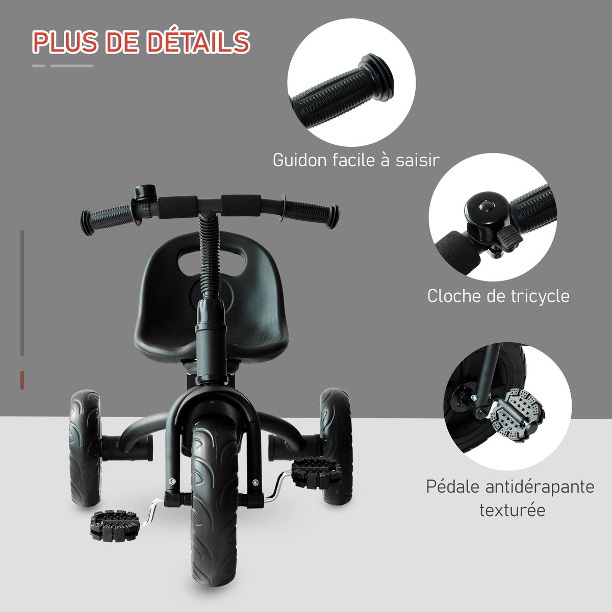 Tricycle pour enfants Métal Noir noir, HOMCOM