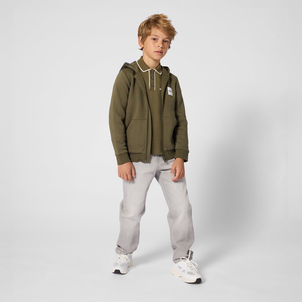 Cardigan de jogging olive, BOSS KIDSWEAR