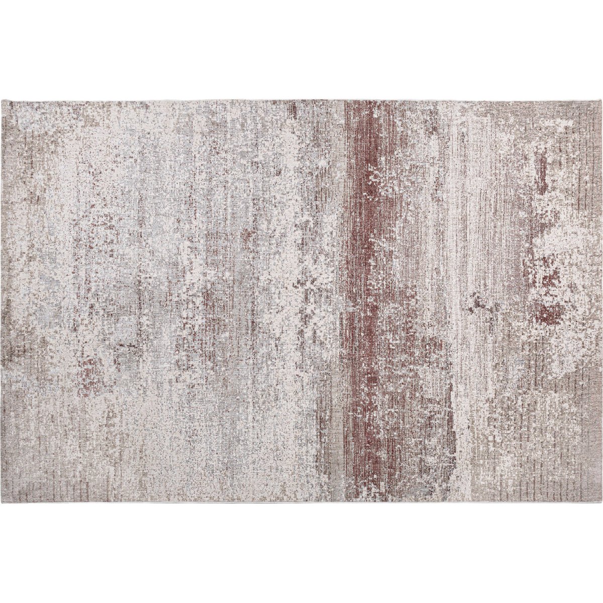 Tapis contemporain effet patiné beige, gris et rouille, RECOLLECTION