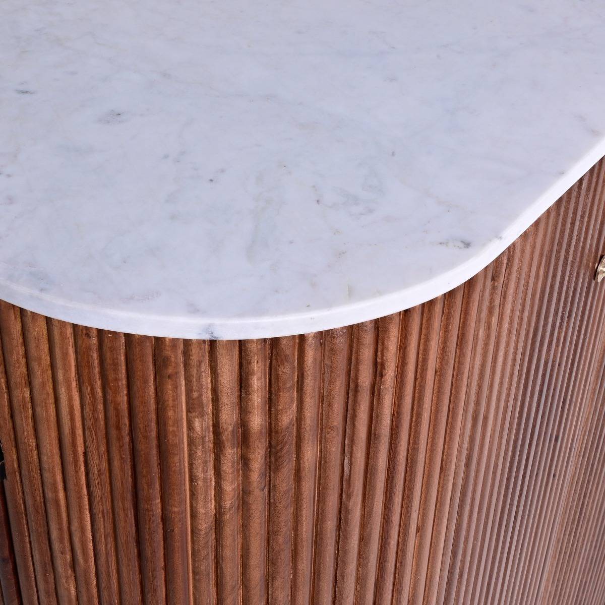 Meuble bar en bois de manguier et en marbre ELVINA couleur unique, MADE IN MEUBLES