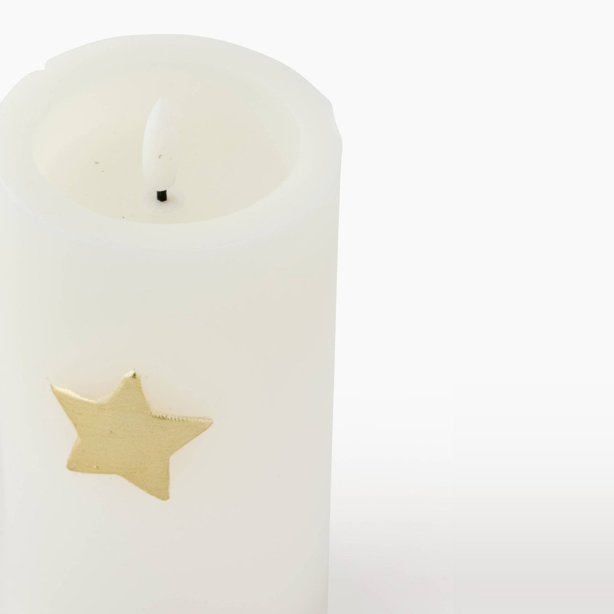 Bougie fumeur mèche LED, D8XH10cm, en cire blanc, MONOPRIX