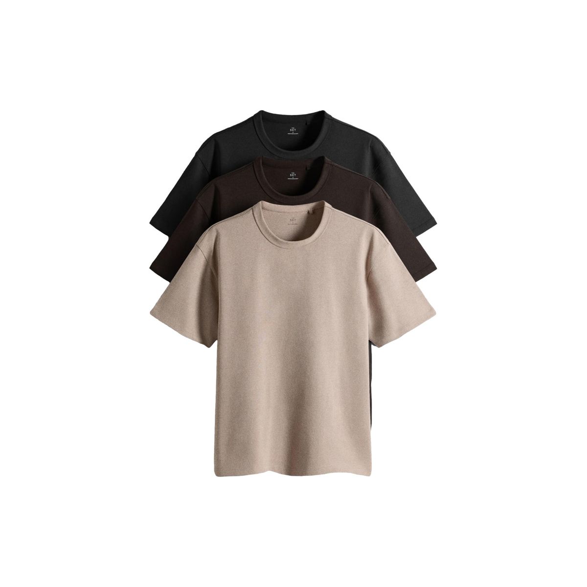 T-shirt en jersey épais, lot de 4 noir/marron, NEXT