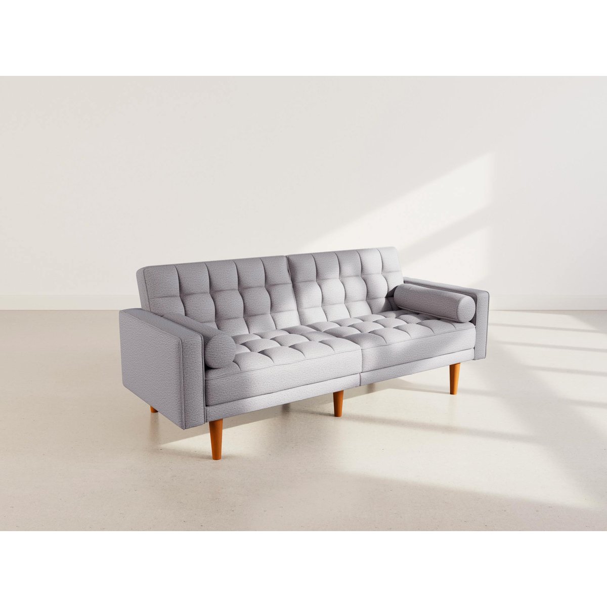 Banquette convertible clic-clac tissu texturé, SUZANNE gris clair, BEST MOBILIER
