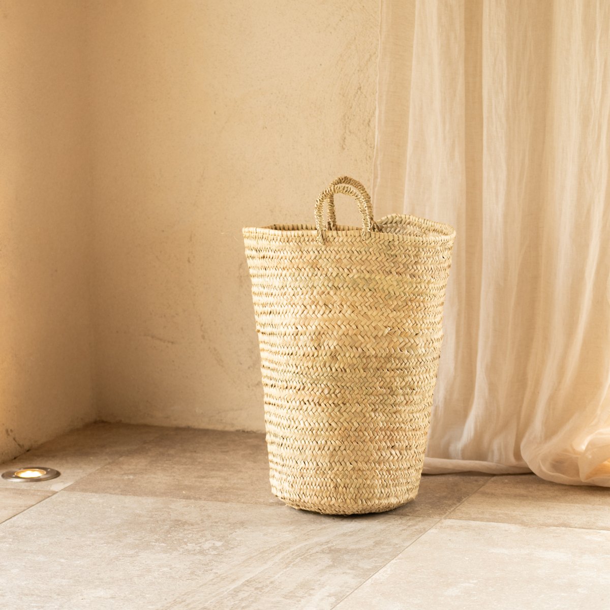 Grand panier en feuilles de palmier avec anse - LOJI naturel, HOME MAISON