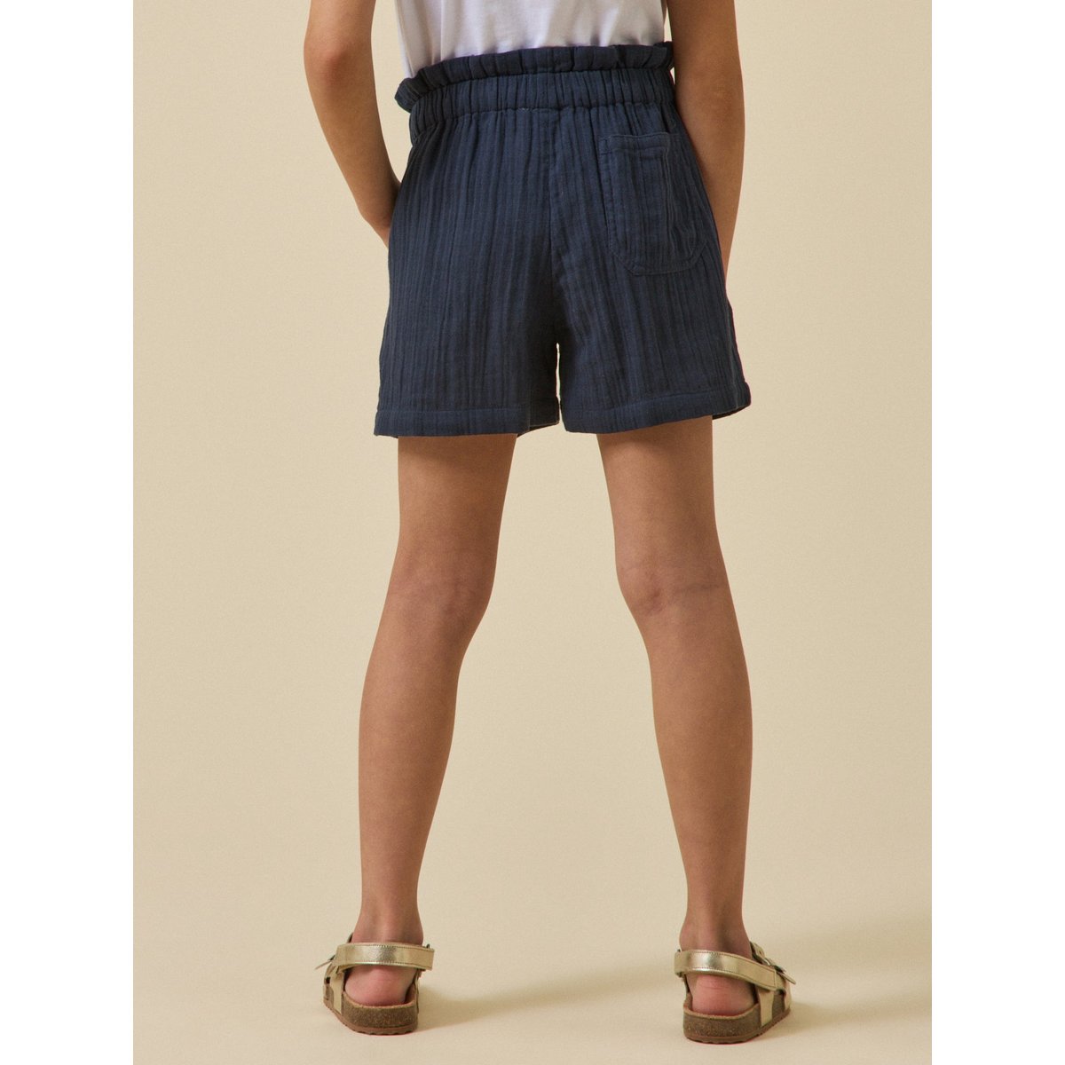 Short  en gaze de coton - Collection JUNIOR marine, CYRILLUS