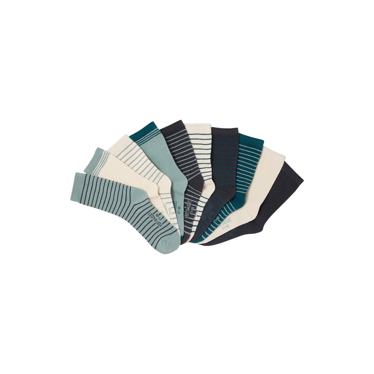Lot de 10 paires de chaussettes Basics vert émeraude, VERTBAUDET