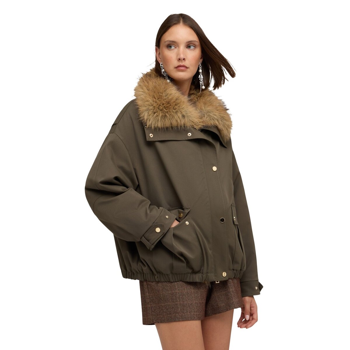 Veste oversize à col verde militare, MOTIVI