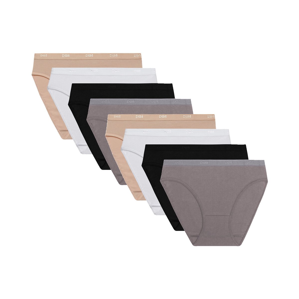 Lot de 8 culottes POCKETS ECODIM COTON noir/blanc/gris/peau, DIM