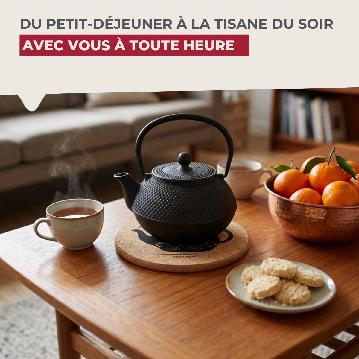 Dessous de plat pour théière en liège brun, FACKELMANN