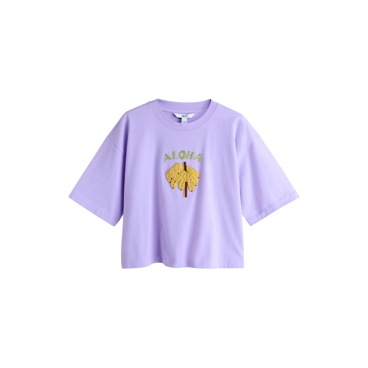T-shirt ras du cou brillant à manches courtes violet, NEXT
