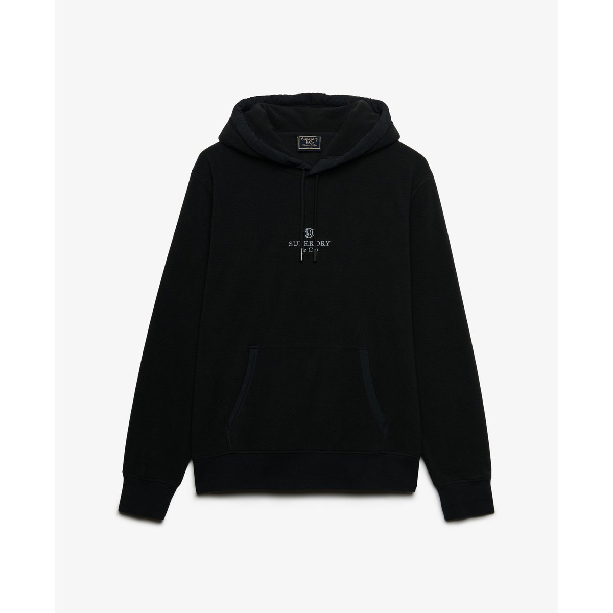 Sweat à capuche Micro Logo Fleece noir, SUPERDRY