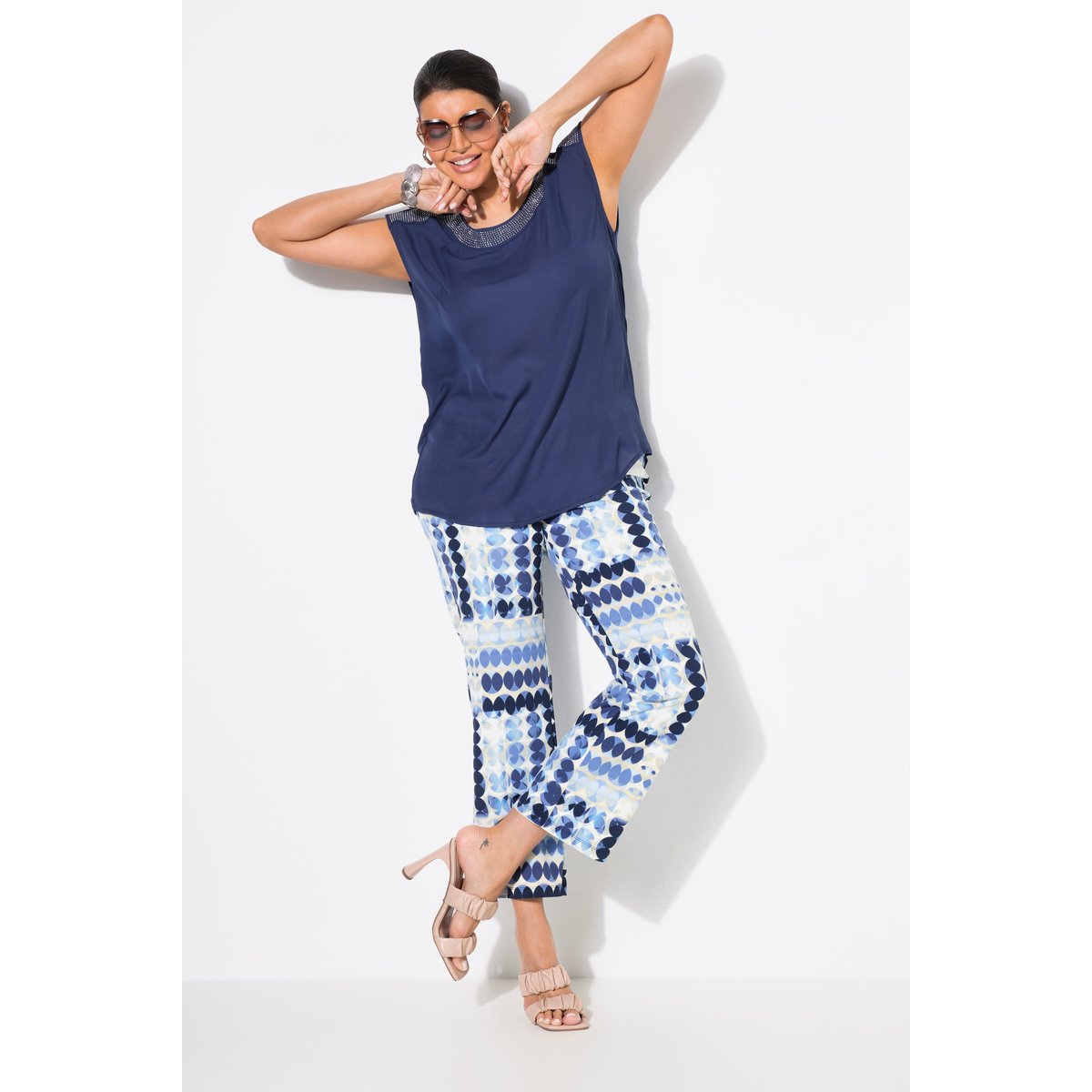 Pantalon Sienna en jersey. Motif cercles. univers, ULLA POPKEN