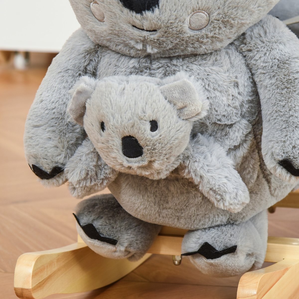 Cheval à bascule pour enfants Peluche Courte gris, HOMCOM