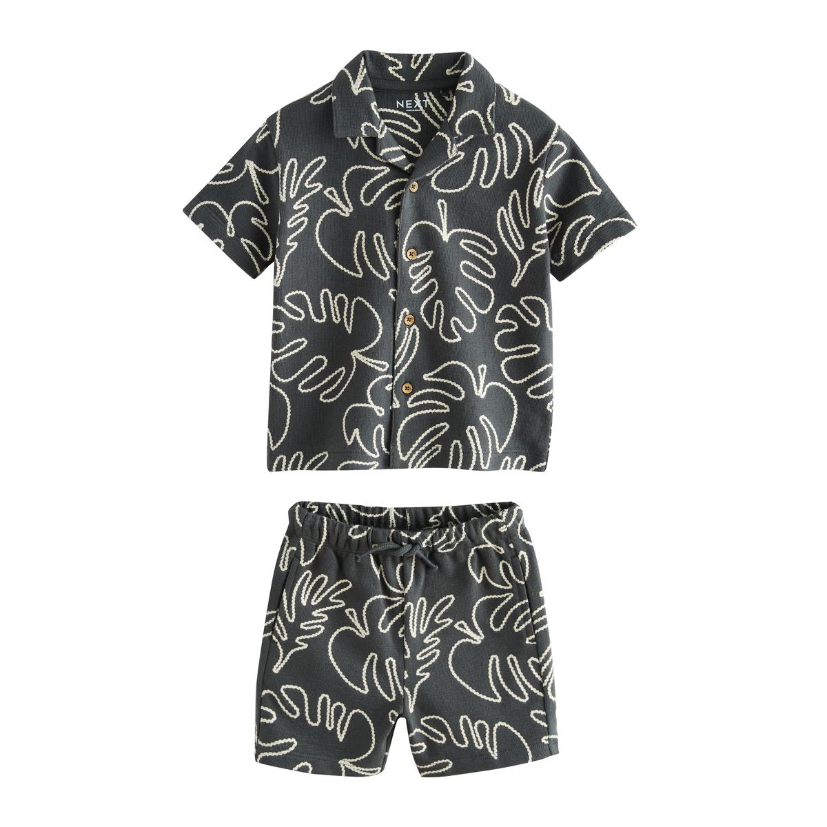 Ensemble short et chemise à manches courtes imprimé feuille noir, NEXT