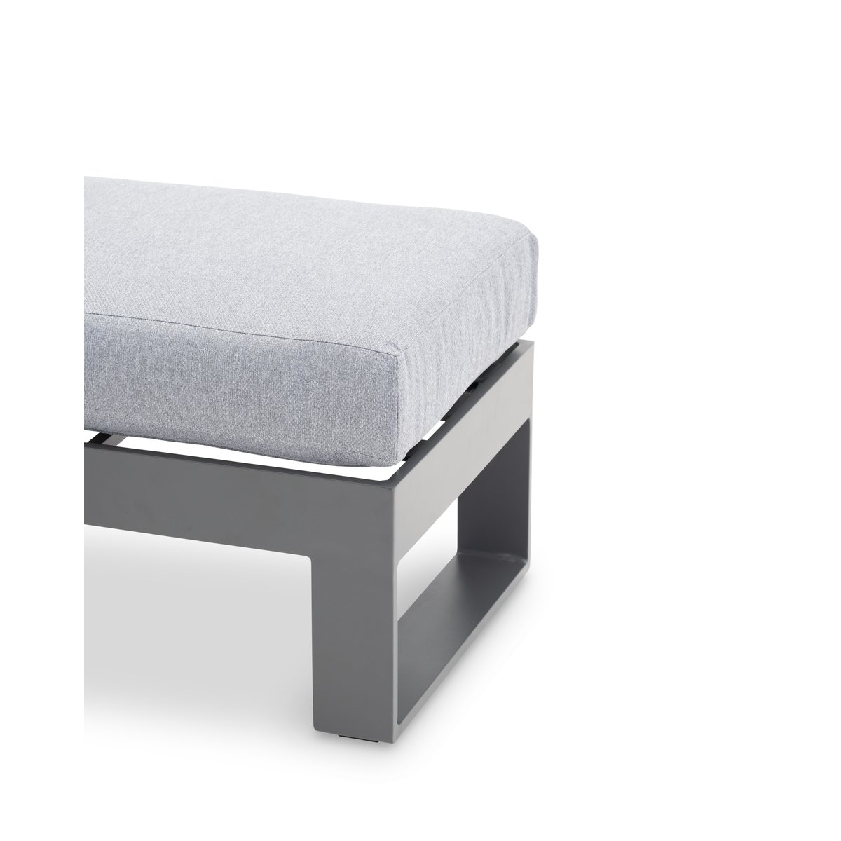 Repose-pied aluminium, MANHATTAN gris anthracite, coussin gris, DEFORA HOME