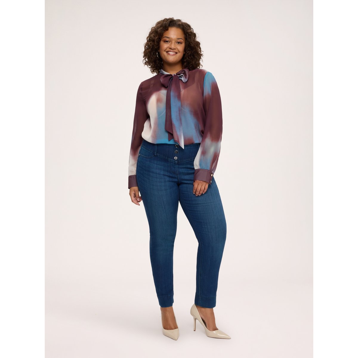 Jeggings bleu avec boutons décoratifs bleu, FIORELLA RUBINO