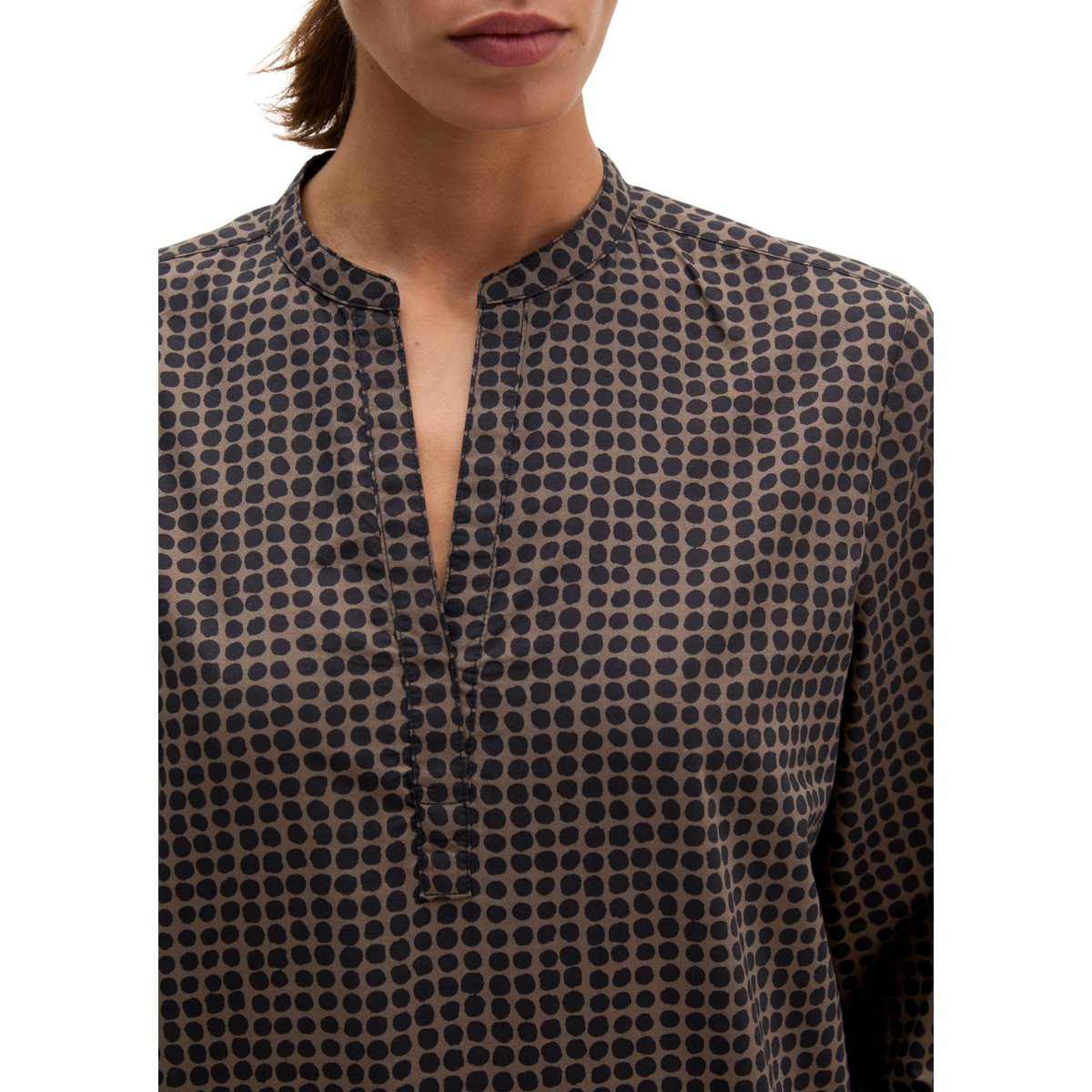 Blouse de style tunique relaxed en popeline Papertouch marron, MARC O'POLO
