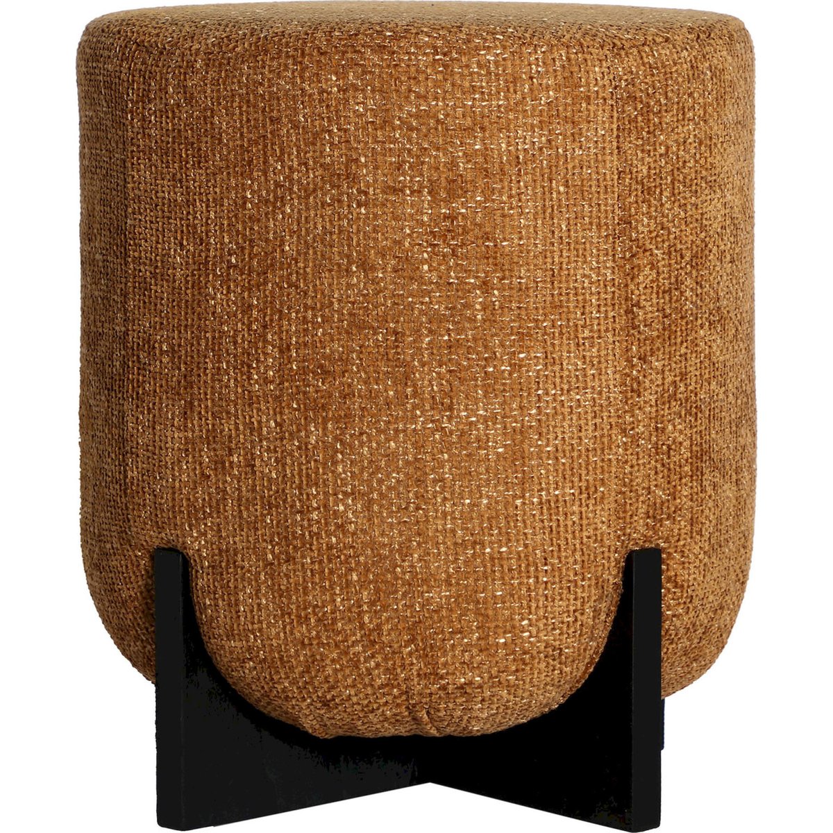 Pouf rond collection S.SOUVENS ocre et noir, RECOLLECTION