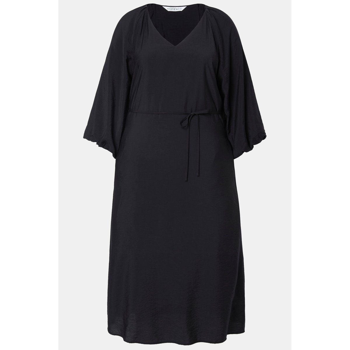 Robe maxi, coupe évasée, manches 3/4 ballon noir, STUDIO UNTOLD