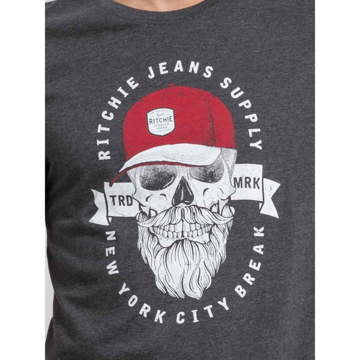 T-shirt Col Rond Pur Coton Jiminal gris, RITCHIE
