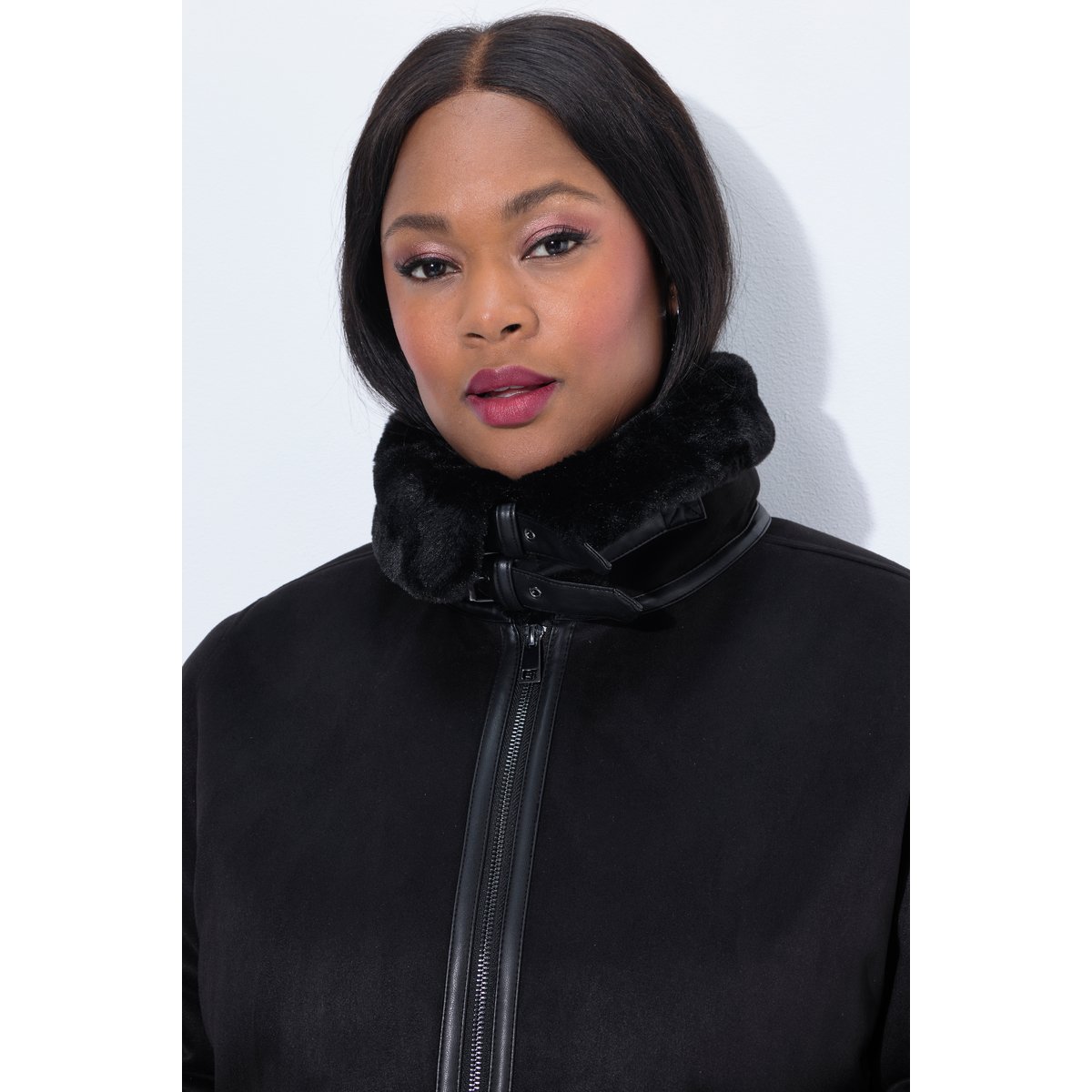 Vest d'aviateur Shearling style noir, ULLA POPKEN