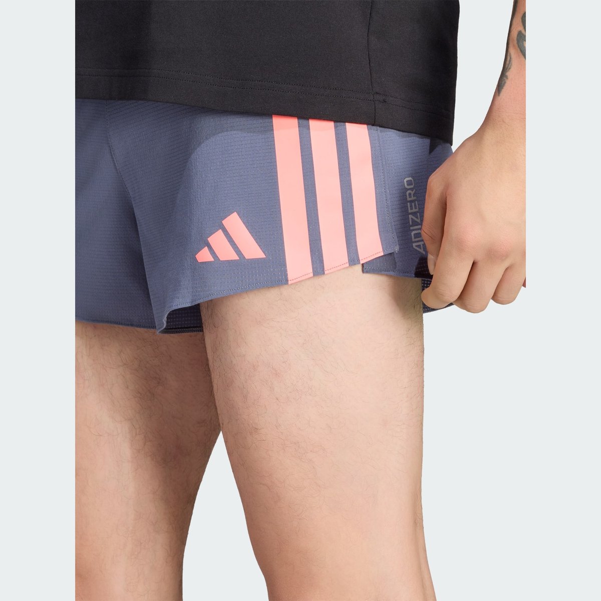 Short de running, slim, ADIZERO gris/rouge, adidas Performance